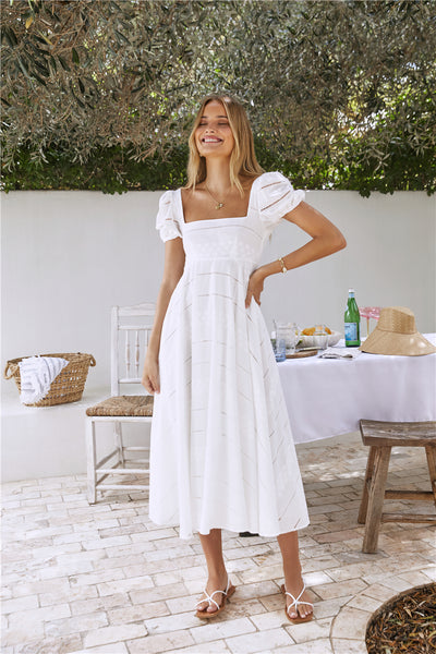 Honeysuckle Haven Maxi Dress White