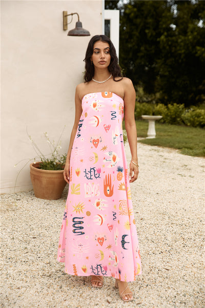 Magic Tricks Strapless Maxi Dress Pink