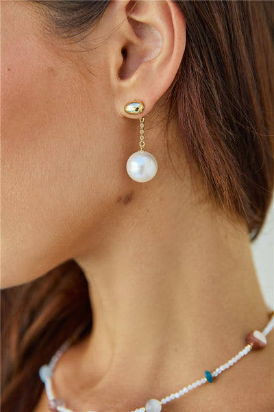 18k Gold Plated Pearl Drop Earrings Gold