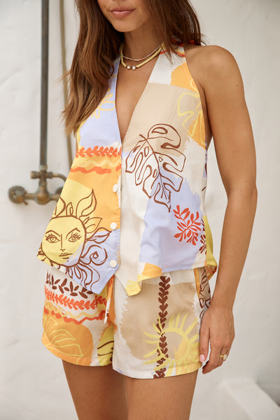 SEVEN WONDERS Palama Vest Top Palama Print