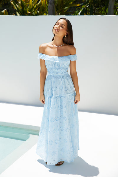 Lemon Blossom Maxi Dress Blue