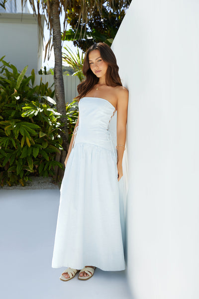 Hidden Paradise Strapless Maxi Dress Blue