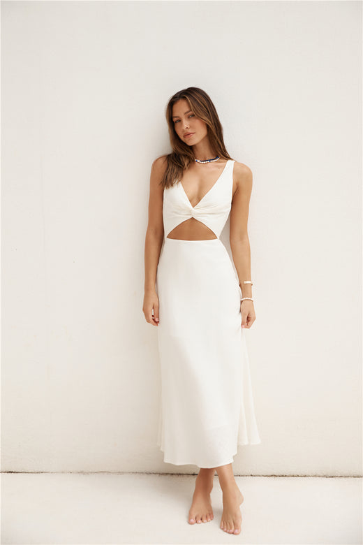 White Stylish Net Maxi – She Inn