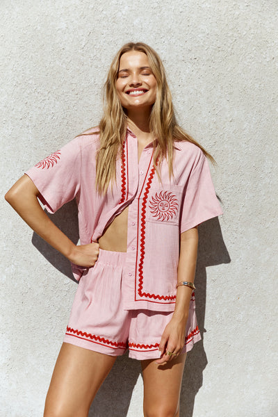 Blushing Beauty Linen Shirt Pink