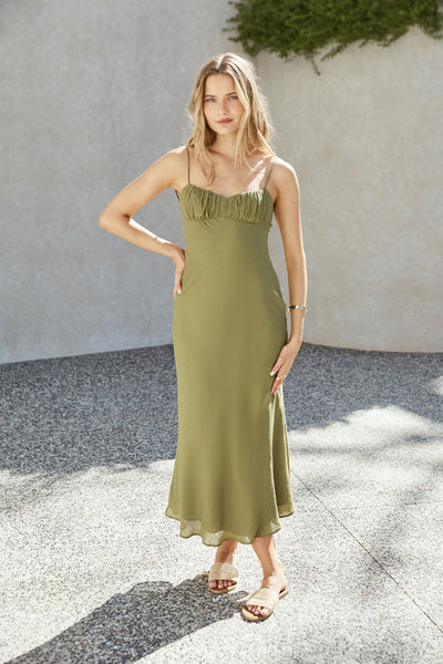 Swaying Branches Maxi Dress Green