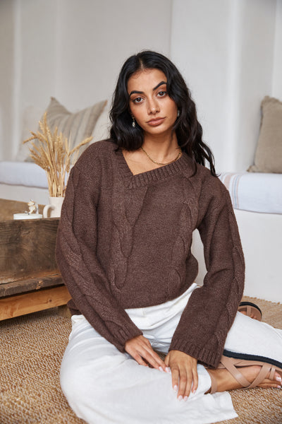 SNDYS Ana Cable Knit Jumper Mocha