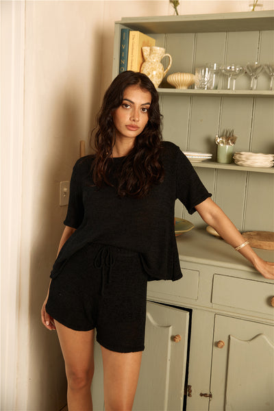 Breakfast In Bed Knit Set Black