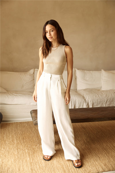 Riviera Bliss Linen Pants White