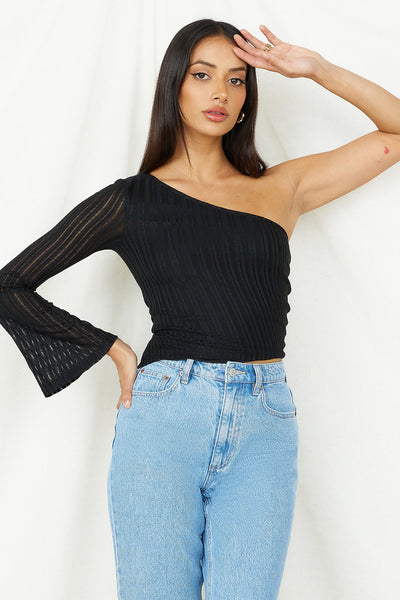 Hand On My Heart Crop Top Black