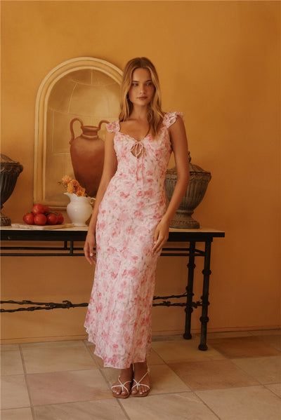 Rose Petal Reverie Midi Dress Pink