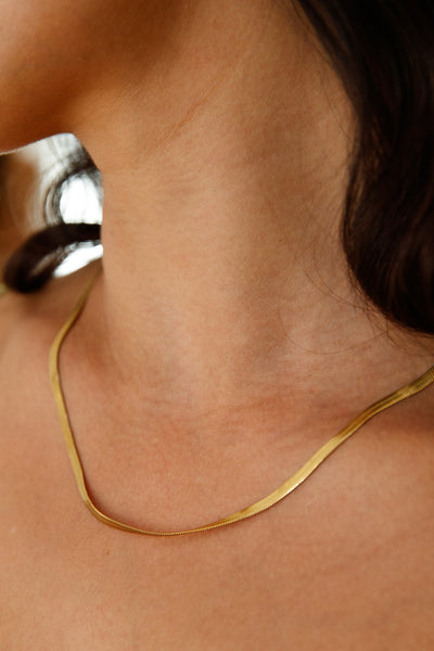 18k Gold Plated Sleek Snake Necklace Gold