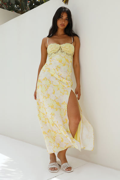 Main Character Satin Maxi Dress Yellow