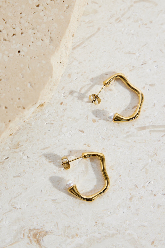 18K Gold Plated Fashion Edge Hoop Earrings Gold