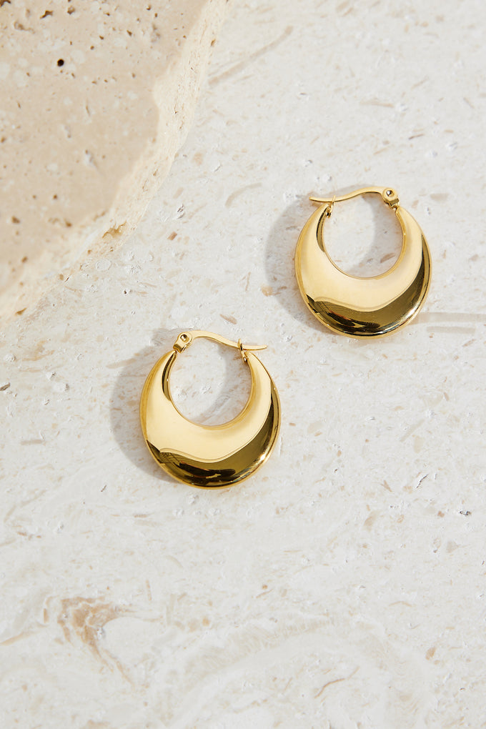 18k Gold Plated Slick Bun Hoop Earrings Gold