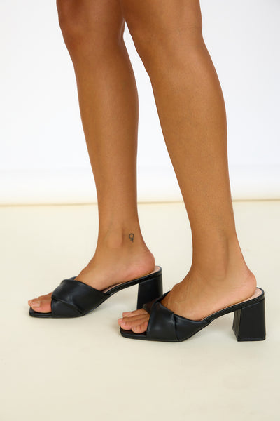 VERALI Stella Block Mules Black Smooth