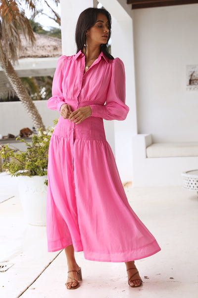 Coral Oceans Maxi Dress Pink