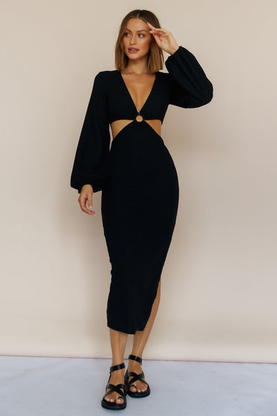 RUNAWAY THE LABEL Honor Midi Dress Black