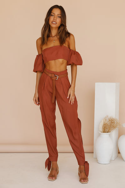 RUNAWAY THE LABEL Cass Split Pants Bronze