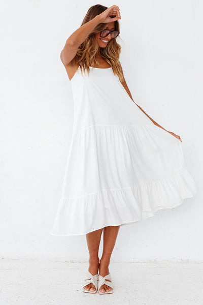 Balancing Act Midi Dress White